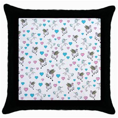 Unicorn, Pegasus And Hearts Throw Pillow Case (black) by IIPhotographyAndDesigns