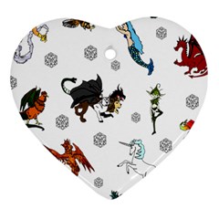 Dundgeon And Dragons Dice And Creatures Heart Ornament (two Sides) by IIPhotographyAndDesigns