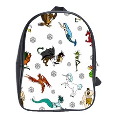 Dundgeon And Dragons Dice And Creatures School Bag (xl) by IIPhotographyAndDesigns