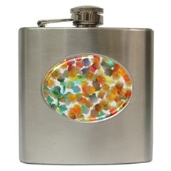 Colorful Paint Brushes On A White Background                                        Hip Flask (6 Oz) by LalyLauraFLM