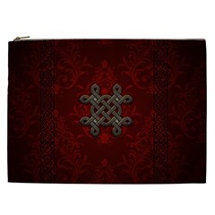 Decorative Celtic Knot On Dark Vintage Background Cosmetic Bag (xxl) by FantasyWorld7