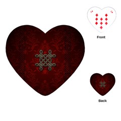 Decorative Celtic Knot On Dark Vintage Background Playing Cards (heart)  by FantasyWorld7