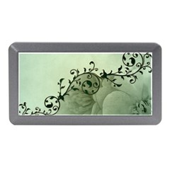 Elegant, Decorative Floral Design In Soft Green Colors Memory Card Reader (mini) by FantasyWorld7