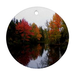 Autumn Pond Round Ornament (two Sides) by IIPhotographyAndDesigns