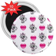 Evil Sweetheart Kitty 3  Magnets (10 Pack)  by IIPhotographyAndDesigns