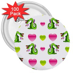 Dragons And Hearts 3  Buttons (100 Pack)  by IIPhotographyAndDesigns