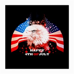 Independence Day, Eagle With Usa Flag Medium Glasses Cloth (2-side) by FantasyWorld7