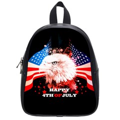 Independence Day, Eagle With Usa Flag School Bag (small) by FantasyWorld7