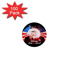 Independence Day, Eagle With Usa Flag 1  Mini Buttons (100 Pack)  by FantasyWorld7