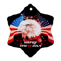 Independence Day, Eagle With Usa Flag Snowflake Ornament (two Sides) by FantasyWorld7