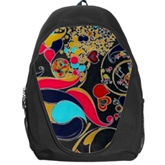 Retro Swirls In Black Backpack Bag