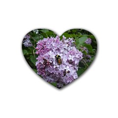 Lilac Bumble Bee Rubber Coaster (heart)  by IIPhotographyAndDesigns