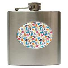 Funny Cute Colorful Cats Pattern Hip Flask (6 Oz) by EDDArt