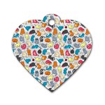 Funny Cute Colorful Cats Pattern Dog Tag Heart (One Side) Front