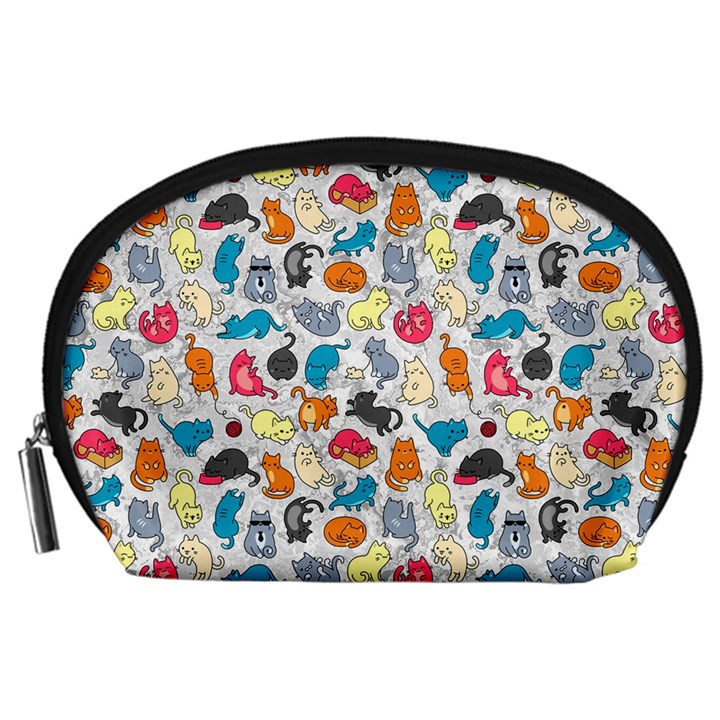 Funny Cute Colorful Cats Pattern Accessory Pouches (Large) 