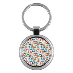 Funny Cute Colorful Cats Pattern Key Chains (round)  by EDDArt