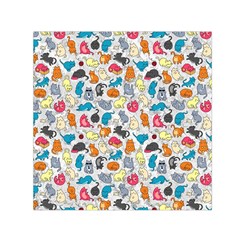 Funny Cute Colorful Cats Pattern Small Satin Scarf (square) by EDDArt