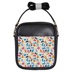 Funny Cute Colorful Cats Pattern Girls Sling Bags by EDDArt