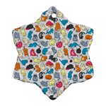 Funny Cute Colorful Cats Pattern Snowflake Ornament (Two Sides) Front