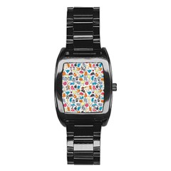 Funny Cute Colorful Cats Pattern Stainless Steel Barrel Watch by EDDArt