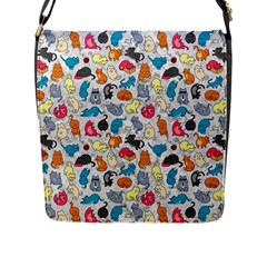 Funny Cute Colorful Cats Pattern Flap Messenger Bag (l)  by EDDArt