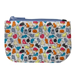 Funny Cute Colorful Cats Pattern Large Coin Purse by EDDArt