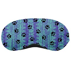 Footprints Cat Black On Batik Pattern Teal Violet Sleeping Masks