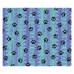 Footprints Cat Black On Batik Pattern Teal Violet Double Sided Flano Blanket (Small) 