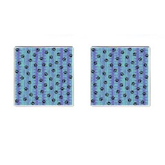 Footprints Cat Black On Batik Pattern Teal Violet Cufflinks (square) by EDDArt