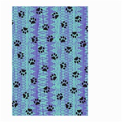 Footprints Cat Black On Batik Pattern Teal Violet Small Garden Flag (two Sides) by EDDArt