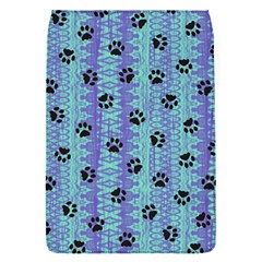 Footprints Cat Black On Batik Pattern Teal Violet Flap Covers (s)  by EDDArt