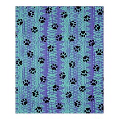 Footprints Cat Black On Batik Pattern Teal Violet Shower Curtain 60  X 72  (medium)  by EDDArt