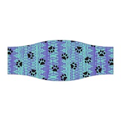 Footprints Cat Black On Batik Pattern Teal Violet Stretchable Headband by EDDArt