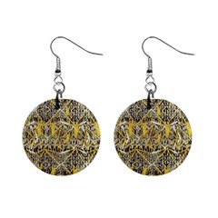 Gold And Black Geometric Designs Created By Flipstylez Designs Mini Button Earrings