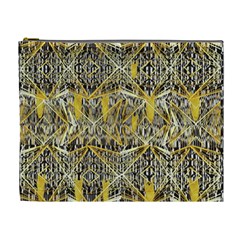 Gold And Black Geometric Designs Created By Flipstylez Designs Cosmetic Bag (xl)