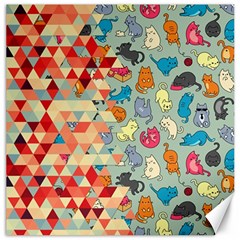 Hipster Triangles And Funny Cats Cut Pattern Canvas 16  X 16   by EDDArt