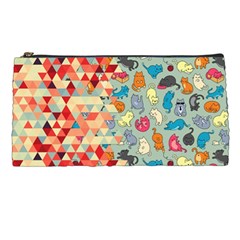 Hipster Triangles And Funny Cats Cut Pattern Pencil Cases by EDDArt