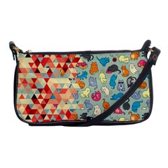 Hipster Triangles And Funny Cats Cut Pattern Shoulder Clutch Bags by EDDArt