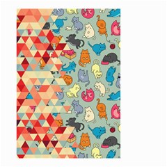 Hipster Triangles And Funny Cats Cut Pattern Small Garden Flag (two Sides) by EDDArt