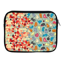 Hipster Triangles And Funny Cats Cut Pattern Apple Ipad 2/3/4 Zipper Cases by EDDArt