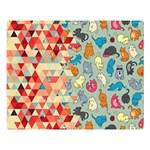 Hipster Triangles And Funny Cats Cut Pattern Double Sided Flano Blanket (Large)  Blanket Back