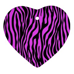 Zebra Stripes Pattern Trend Colors Black Pink Ornament (heart) by EDDArt