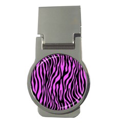 Zebra Stripes Pattern Trend Colors Black Pink Money Clips (round)  by EDDArt