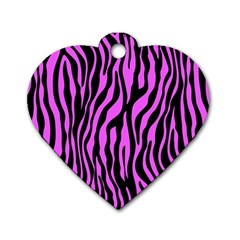 Zebra Stripes Pattern Trend Colors Black Pink Dog Tag Heart (two Sides) by EDDArt