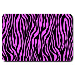 Zebra Stripes Pattern Trend Colors Black Pink Large Doormat  by EDDArt