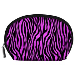 Zebra Stripes Pattern Trend Colors Black Pink Accessory Pouches (large)  by EDDArt