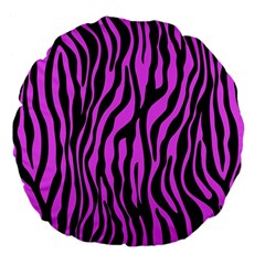 Zebra Stripes Pattern Trend Colors Black Pink Large 18  Premium Flano Round Cushions by EDDArt