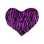 Zebra Stripes Pattern Trend Colors Black Pink Standard 16  Premium Flano Heart Shape Cushions Back