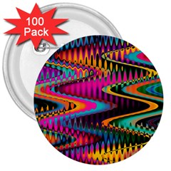 Multicolored Wave Distortion Zigzag Chevrons 3  Buttons (100 Pack)  by EDDArt
