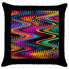 Multicolored Wave Distortion Zigzag Chevrons Throw Pillow Case (black) by EDDArt